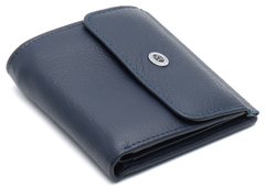 Темно-синий компактный кошелек из натуральной кожи с фиксацией на кнопку ST Leather ST209