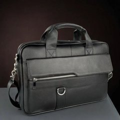 Ділова сумка-портфель із натуральної шкіри для ноутбука і документів чорна Tiding Bag TD-90997
