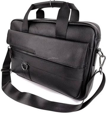 Деловая сумка-портфель из натуральной кожи для ноутбука и документов черная Tiding Bag TD-90997