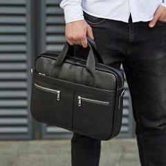 Чоловіча шкіряна сумка-портфель для ноутбука та документів чорна Tiding Bag M-4750, Чорний