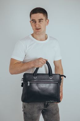 Черная мужская кожаная сумка для ноутбука Allan Marco АМ-130168