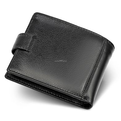 Шкіряне чоловіче портмоне на кнопці ST Leather ST104 Чорний