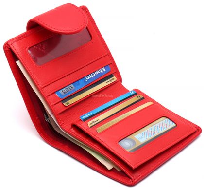 Красный маленький кошелек из натуральной кожи с фиксацией на кнопку ST Leather ST415