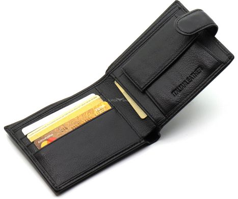 Шкіряне чоловіче портмоне на кнопці ST Leather ST104 Чорний