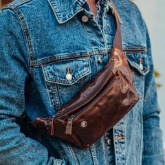 Мужская стильная кожаная сумка на пояс ST Leather ST-2389 Коричневая