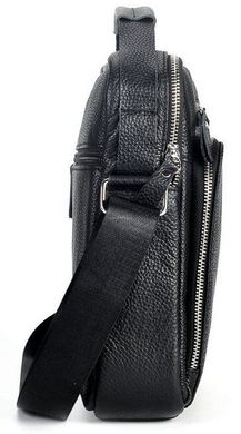 Вертикальна чоловіча сумка в чорному кольорі із зернистої шкіри Tiding Bag TB-131979