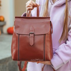 Стильный многофункциональный кожаный рюкзак коричневого цвета Olivia Leather NWBP-144560