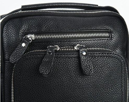 Вертикальная мужская сумка в черном цвете из зернистой кожи Tiding Bag TB-131979