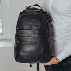 Черный мужской рюкзак из зернистой натуральной кожи Keizer K-144509-black