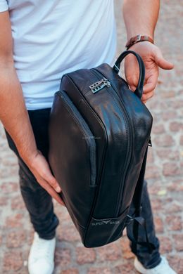 Мужской кожаный рюкзак для ноутбука черный Tiding Bag ТВ-13770