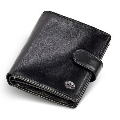 Вертикальное мужское портмоне из натуральной кожи на кнопке ST Leather B142 Черный