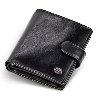 Вертикальне чоловіче портмоне з натуральної шкіри на кнопці ST Leather B142 Чорний