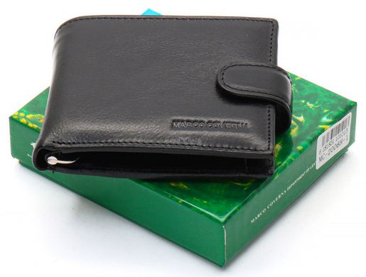 Чорне шкіряне чоловіче портмоне із затискачем для грошей Marco Coverna MC-2006H-1
