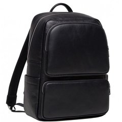 Рюкзак чорний з кишенями з натуральної шкіри для чоловіків Tiding Bag
