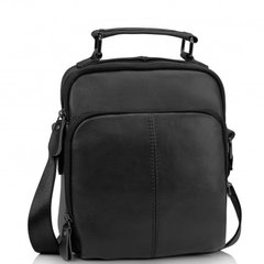 Чорна чоловіча сумка на плече з натуральної шкіри на блискавці Tiding Bag M35-0118A