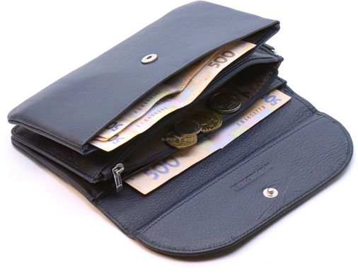 Темно-синий женский кошелек-клатч из натуральной кожи с клапаном на кнопке ST Leather ST023