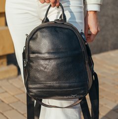 Женский чёрный городской рюкзак-сумка из натуральной кожи Tiding Bag - 24378