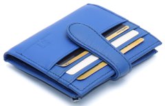 Синий кошелек-визитница из натуральной кожи с фиксацией на хлястик с кнопкой ST Leather ST004
