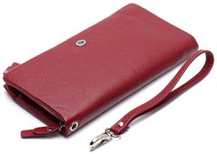 Бордовый женский кошелек-клатч из фактурной кожи на две молнии ST Leather ST022