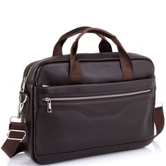Кожаная сумка  на молнии для ноутбука коричневая из натуральной кожи Tiding Bag A25-1128C