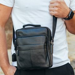 Черная мужская сумка через плечо из натуральной кожи Keizer К-14940