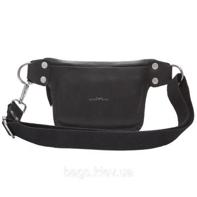 Стильная бананка из натуральной гладкой кожи Tiding Bag TD-23407 черная