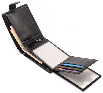 Чорне шкіряне чоловіче портмоне з відділеннями для документів Marco Coverna MCBK010-805