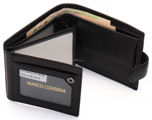 Черное кожаное мужское портмоне с отделением для документов Marco Coverna MCBK010-805