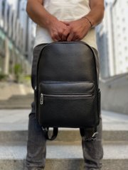 Чорний чоловічий рюкзак із натуральної шкіри флотар для ноутбука