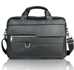 Стильная кожаная сумка для ноутбука и документов черная Tiding Bag МК-29000