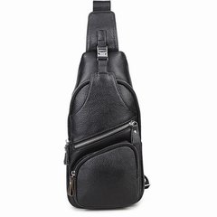 Мужской кожаный рюкзак на одно плечо Tiding Bag  TD-14421 черная