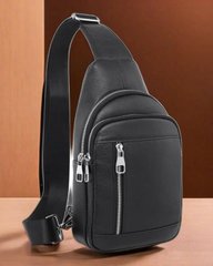 Мужская сумка-слинг из натуральной кожи Tiding Bag BX-30059 черная