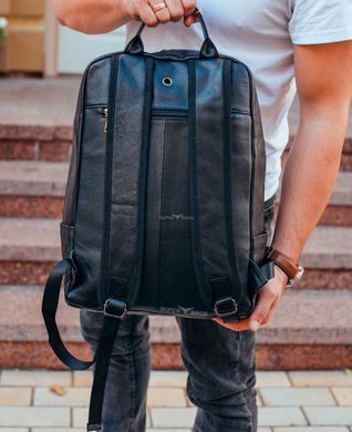 Чоловічий шкіряний рюкзак для ноутбука чорний Tiding Bag ТВ-130016