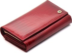 Красный лаковый кошелек с большой монетницей и блоком для карт ST Leather S9001A