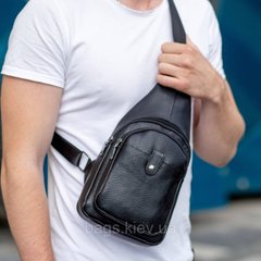Мужская сумка-слинг из натуральной кожи через одно плечо черная, Новое