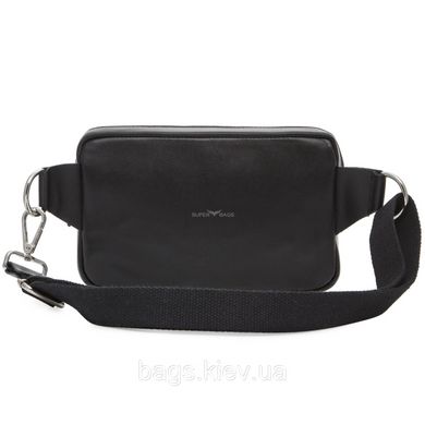 Компактная бананка из натуральной гладкой кожи Tiding Bag TD-2410 черная