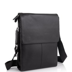 Шкіряна чорна сумка чоловіча через плече з натуральної чорної шкіри Tiding Bag A25F-9906A