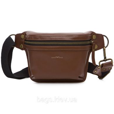 Кожаная стильная бананка Tiding Bag TD-2412 в коричневом цвете