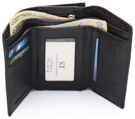 Черный компактный женский кошелек с наружной монетницей ST Leather ST021