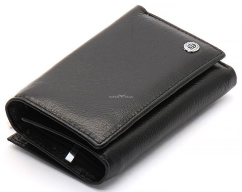 Черный компактный женский кошелек с наружной монетницей ST Leather ST021