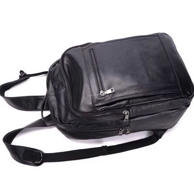 Кожаный рюкзак для ноутбука и документов черного цвета Tiding Bag NM29-88056A