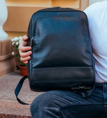 Чорний шкіряний чоловічий рюкзак з натуральної шкіри Tiding Bag ТВ-130012