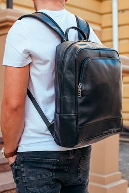 Черный кожаный мужской рюкзак из натуральной кожи Tiding Bag ТВ-130012