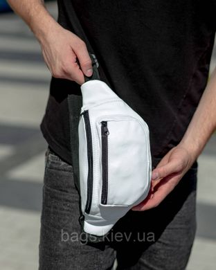 Бананка мужская из натуральной кожи Tiding Bag TD-24015 белая