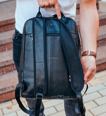 Черный кожаный мужской рюкзак из натуральной кожи Tiding Bag ТВ-130012