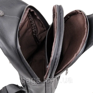 Мужская кожаная сумка слинг на грудь (бананка) LUX Leather