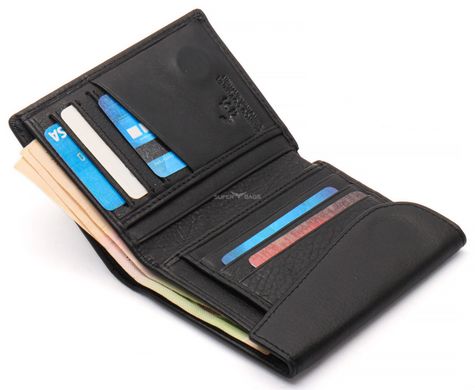Чорний чоловічий гаманець вертикального типу з натуральної шкіри на магніті Marco Coverna MC-1286