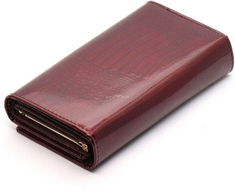 Бордовый лаковый многофункциональный кошелек из натуральной кожи ST Leather S8001A