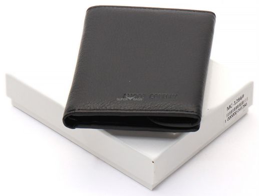 Чорний чоловічий гаманець вертикального типу з натуральної шкіри на магніті Marco Coverna MC-1286