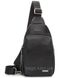 Рюкзак-слинг черный мужской Tiding Bag TD-2416 из натуральной кожи
